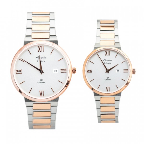 Alexandre Christie AC 8564 Silver Rosegold Couple